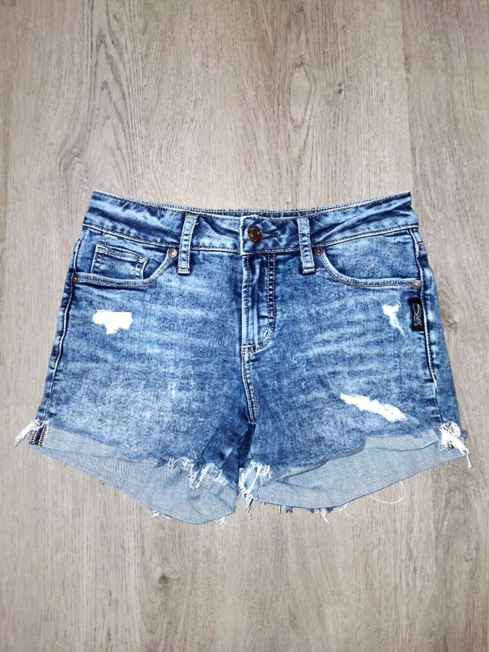 Silver Jeans Co. Suki Short Jean Shorts Size W24 L4 Distressed Denim